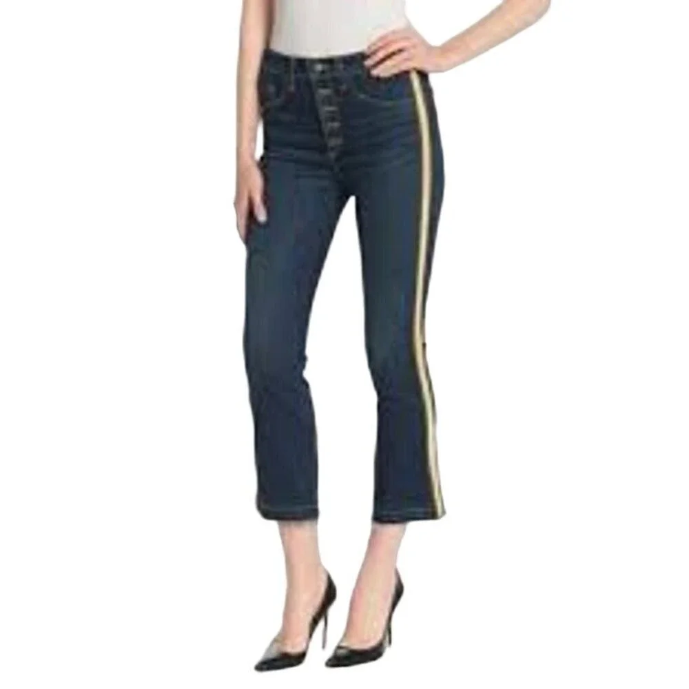 Veronica Beard Jeans Women's Dark Vintage Stripe Carolyn Baby Boot Jeans Size 28